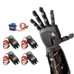 Techno-Tirupati; Robotic Prosthetic Hand Plastic parts only with 1 SG90 motor and 4pcs MG995 Motors
